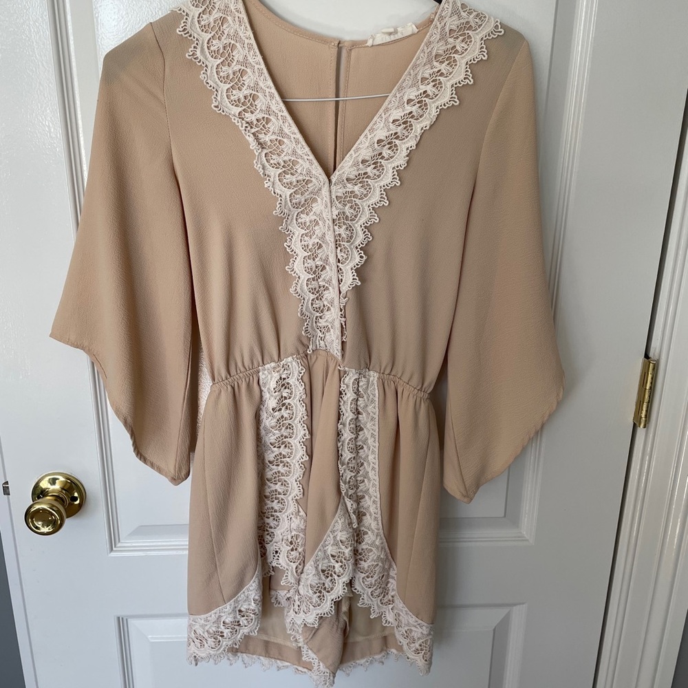 Tan Lace Romper